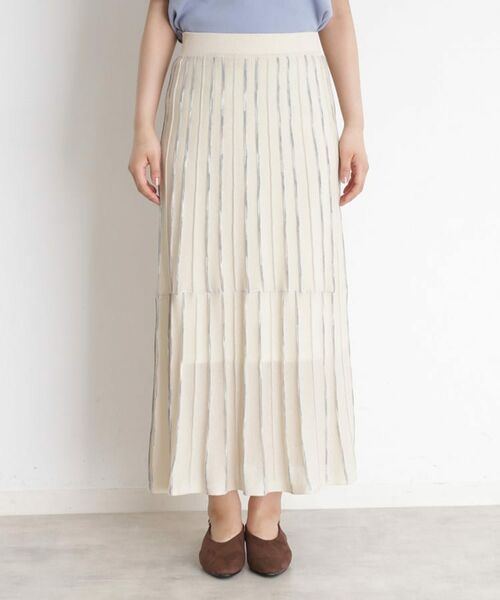 THE SHOP TK / ザ ショップ ティーケー ロング・マキシ丈スカート | ラメシアーストライプスカート【毛玉になりにくい/洗濯機OK】 | 詳細12