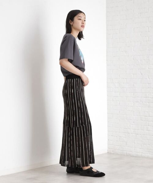 THE SHOP TK / ザ ショップ ティーケー ロング・マキシ丈スカート | ラメシアーストライプスカート【毛玉になりにくい/洗濯機OK】 | 詳細3