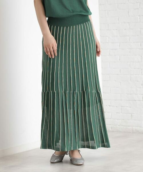 THE SHOP TK / ザ ショップ ティーケー ロング・マキシ丈スカート | ラメシアーストライプスカート【毛玉になりにくい/洗濯機OK】 | 詳細5