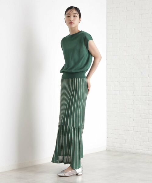 THE SHOP TK / ザ ショップ ティーケー ロング・マキシ丈スカート | ラメシアーストライプスカート【毛玉になりにくい/洗濯機OK】 | 詳細6