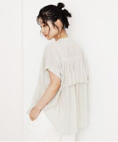 THE SHOP TK / ザ ショップ ティーケー シャツ・ブラウス | 麻調シアーフリルギャザーブラウス【洗える】