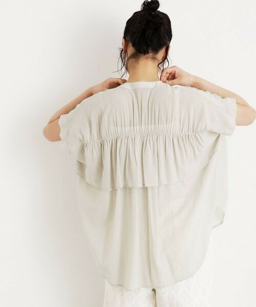 THE SHOP TK / ザ ショップ ティーケー シャツ・ブラウス | 麻調シアーフリルギャザーブラウス【洗える】 | 詳細2