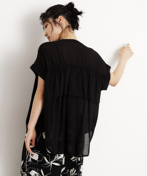 THE SHOP TK / ザ ショップ ティーケー シャツ・ブラウス | 麻調シアーフリルギャザーブラウス【洗える】 | 詳細6