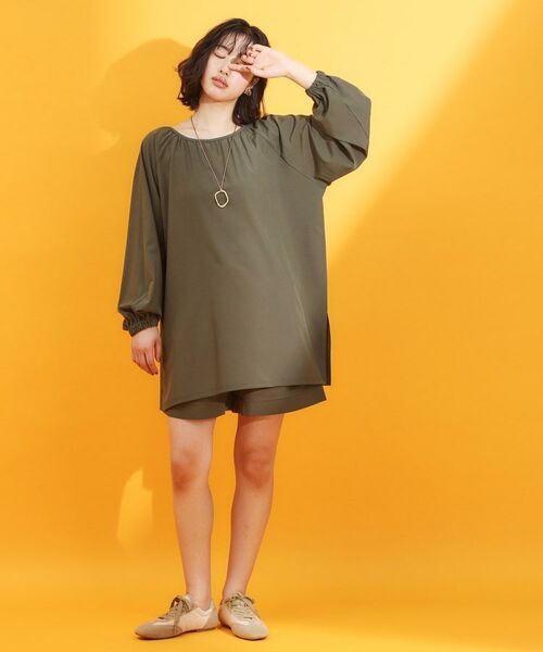 THE SHOP TK / ザ ショップ ティーケー シャツ・ブラウス | 【mizugiwa/ラッシュガード】ギャザーチュニック/前後2WAY/セットアップ可/接触冷感/UV/洗濯機OK | 詳細11