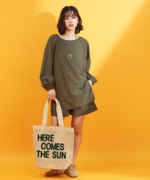 THE SHOP TK / ザ ショップ ティーケー シャツ・ブラウス | 【mizugiwa/ラッシュガード】ギャザーチュニック/前後2WAY/セットアップ可/接触冷感/UV/洗濯機OK | 詳細12