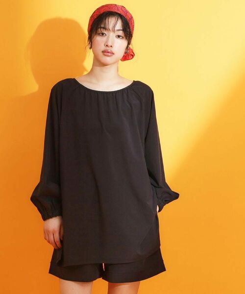 THE SHOP TK / ザ ショップ ティーケー シャツ・ブラウス | 【mizugiwa/ラッシュガード】ギャザーチュニック/前後2WAY/セットアップ可/接触冷感/UV/洗濯機OK | 詳細4