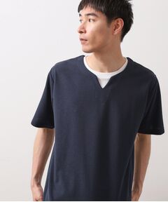 THE SHOP TK / ザ ショップ ティーケー Tシャツ | ツイルキーネック半袖Tシャツ 【接触冷感/洗濯機OK】