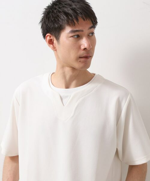 THE SHOP TK / ザ ショップ ティーケー Tシャツ | ツイルキーネック半袖Tシャツ 【接触冷感/洗濯機OK】 | 詳細1