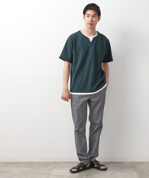 THE SHOP TK / ザ ショップ ティーケー Tシャツ | ツイルキーネック半袖Tシャツ 【接触冷感/洗濯機OK】 | 詳細15