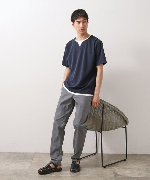 THE SHOP TK / ザ ショップ ティーケー Tシャツ | ツイルキーネック半袖Tシャツ 【接触冷感/洗濯機OK】 | 詳細7