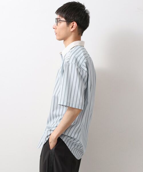 THE SHOP TK / ザ ショップ ティーケー シャツ・ブラウス | ブロードパネルストライプ半袖シャツ 洗濯機OK／サスティナブル素材 | 詳細1