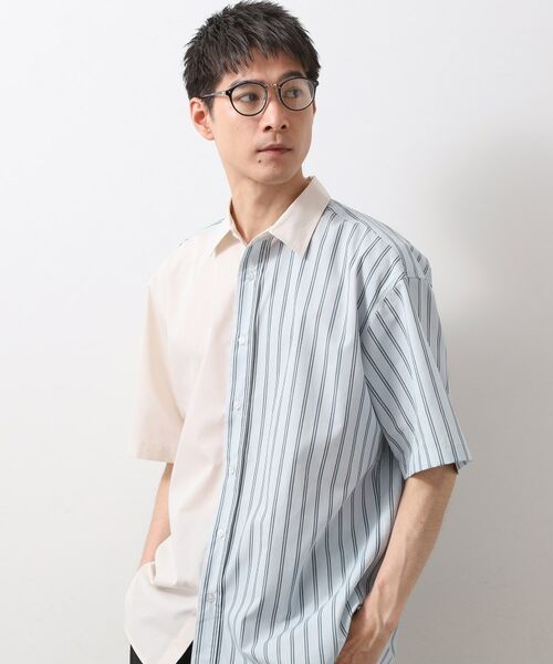 THE SHOP TK/ザ ショップ ティーケー ブロードパネルストライプ半袖シャツ 洗濯機OK/サスティナブル素材 グレージュ(350) 03(L) THE SHOP TK/ザ ショップ ティーケー ブロードパネルストライプ半袖シャツ 洗濯機OK/サスティナブル素材 グレージュ(350) 03(L)