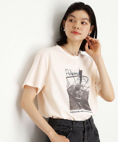 THE SHOP TK / ザ ショップ ティーケー Tシャツ | カレッジ&フォトプリントTシャツ【洗濯機OK】(グレージュ(150))