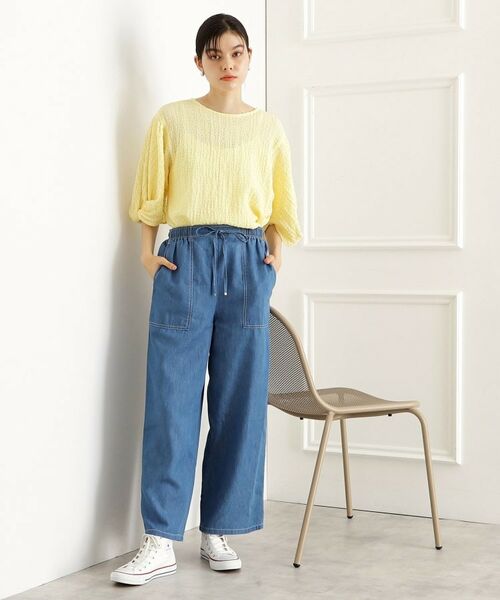 THE SHOP TK / ザ ショップ ティーケー カットソー | 【人気デザイン再入荷】ポコポコ袖タックプルオーバー/体型カバー/洗濯機OK | 詳細12