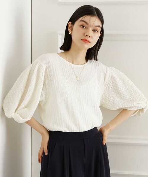 THE SHOP TK / ザ ショップ ティーケー カットソー | 【人気デザイン再入荷】ポコポコ袖タックプルオーバー/体型カバー/洗濯機OK | 詳細2