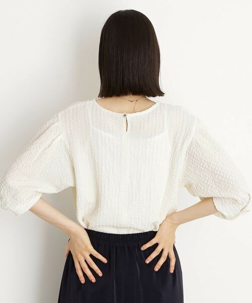 THE SHOP TK / ザ ショップ ティーケー カットソー | 【人気デザイン再入荷】ポコポコ袖タックプルオーバー/体型カバー/洗濯機OK | 詳細3