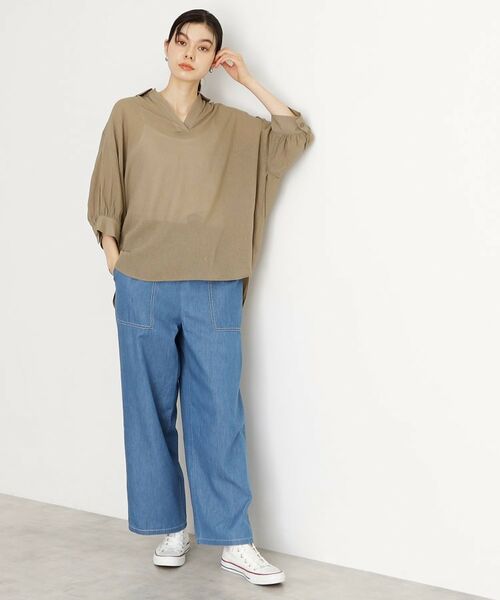 THE SHOP TK / ザ ショップ ティーケー シャツ・ブラウス | 後ろギャザーシアーシャツ【体型カバー／洗える】 | 詳細7