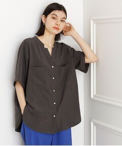 THE SHOP TK / ザ ショップ ティーケー シャツ・ブラウス | 【秋色入荷/インしなくても決まる】ダブルポケット5分袖シャツ/体型カバー／洗濯機OK