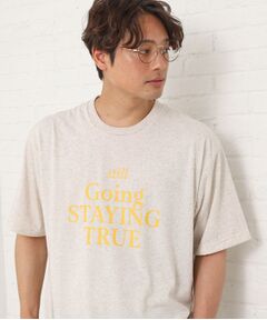 THE SHOP TK / ザ ショップ ティーケー Tシャツ | ポリ麻プリント半袖Tシャツ【洗濯機OK】