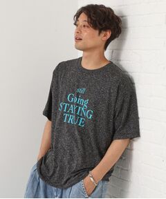 THE SHOP TK / ザ ショップ ティーケー Tシャツ | ポリ麻プリント半袖Tシャツ【洗濯機OK】