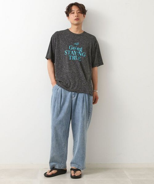 THE SHOP TK / ザ ショップ ティーケー Tシャツ | ポリ麻プリント半袖Tシャツ【洗濯機OK】 | 詳細6