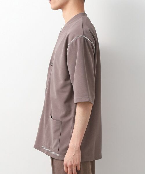 THE SHOP TK / ザ ショップ ティーケー カーディガン・ボレロ | ツイルステッチ半袖カーディガン【洗濯機OK/接触冷感】 | 詳細14