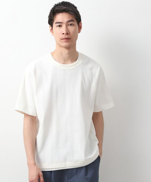 THE SHOP TK/ザ ショップ ティーケー ランダムワッフル半袖Tシャツ 【洗濯機ＯＫ】 オフホワイト(003) 03(L)