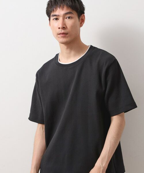THE SHOP TK/ザ ショップ ティーケー ランダムワッフル半袖Tシャツ 【洗濯機OK】 ブラック(019) 04(LL) THE SHOP TK/ザ ショップ ティーケー ランダムワッフル半袖Tシャツ 【洗濯機OK】 ブラック(019) 04(LL)