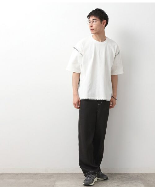 THE SHOP TK / ザ ショップ ティーケー Tシャツ | ステッチ刺繍半袖Tシャツ ビックシルエット | 詳細3