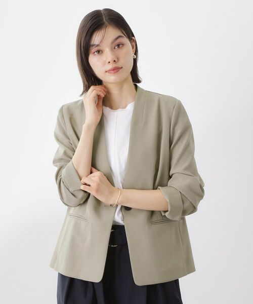 THE SHOP TK / ザ ショップ ティーケー ノーカラージャケット | ノーカラージャケット【セットアップ可】 | 詳細5