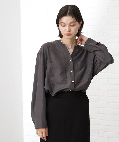 THE SHOP TK / ザ ショップ ティーケー シャツ・ブラウス | 【通勤にもデイリーにも】ダブルポケットスキッパーシャツ/洗濯機OK | 詳細14