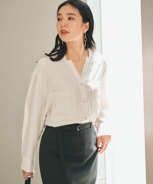 THE SHOP TK / ザ ショップ ティーケー シャツ・ブラウス | 【通勤にもデイリーにも】ダブルポケットスキッパーシャツ/洗濯機OK | 詳細2