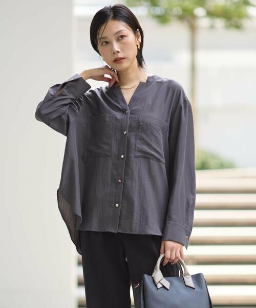 THE SHOP TK / ザ ショップ ティーケー シャツ・ブラウス | 【通勤にもデイリーにも】ダブルポケットスキッパーシャツ/洗濯機OK | 詳細4