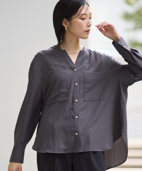 THE SHOP TK / ザ ショップ ティーケー シャツ・ブラウス | 【通勤にもデイリーにも】ダブルポケットスキッパーシャツ/洗濯機OK | 詳細5