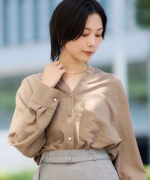 THE SHOP TK / ザ ショップ ティーケー シャツ・ブラウス | 【通勤にもデイリーにも】ダブルポケットスキッパーシャツ/洗濯機OK | 詳細6