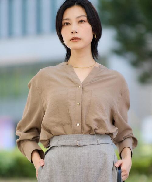 THE SHOP TK/ザ ショップ ティーケー 【体型カバー/インしなくても決まる】ダブルポケットスキッパーシャツ/洗濯機OK/再入荷! ベージュ(052) 13(L) THE SHOP TK/ザ ショップ ティーケー 【体型カバー/インしなくても決まる】ダブルポケットスキッパーシャツ/洗濯機OK/再入荷! ベージュ(052) 13(L)