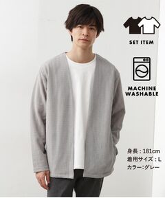 THE SHOP TK / ザ ショップ ティーケー カーディガン・ボレロ | 【セットでお買い得！！】長袖カーディガン＋半袖Tシャツ　洗濯機OK/吸水速乾(Tシャツのみ)