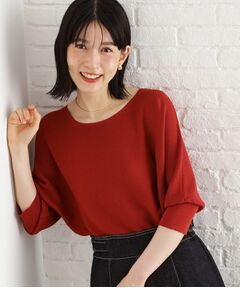 THE SHOP TK / ザ ショップ ティーケー ニット・セーター | 6分袖ガータードルマンニット【エコベロ/洗濯機OK】