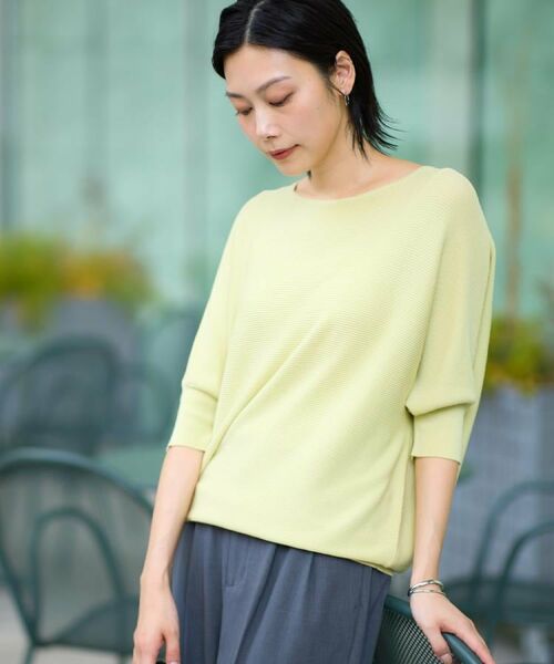 THE SHOP TK / ザ ショップ ティーケー ニット・セーター | 6分袖ガータードルマンニット【エコベロ/洗濯機OK】 | 詳細2