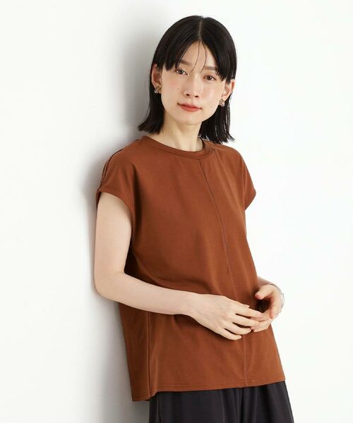 THE SHOP TK / ザ ショップ ティーケー カットソー | 合皮パイピングフレンチTシャツ【洗える】 | 詳細10