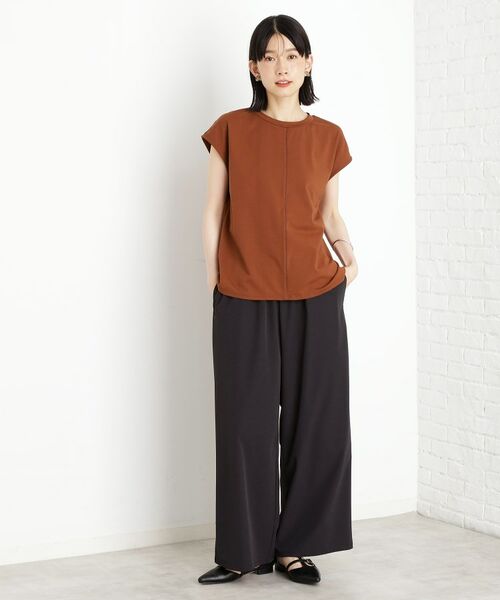 THE SHOP TK / ザ ショップ ティーケー カットソー | 合皮パイピングフレンチTシャツ【洗える】 | 詳細12