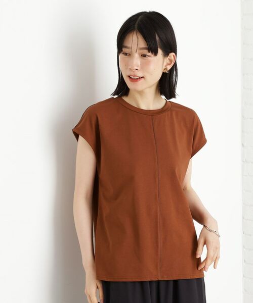 THE SHOP TK / ザ ショップ ティーケー カットソー | 合皮パイピングフレンチTシャツ【洗える】 | 詳細9