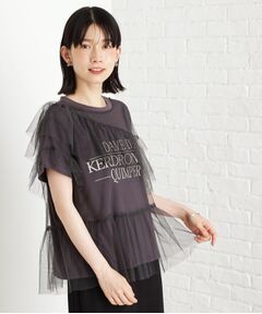 THE SHOP TK / ザ ショップ ティーケー カットソー | 【セットアイテム】チュール×ロゴTシャツ/洗える