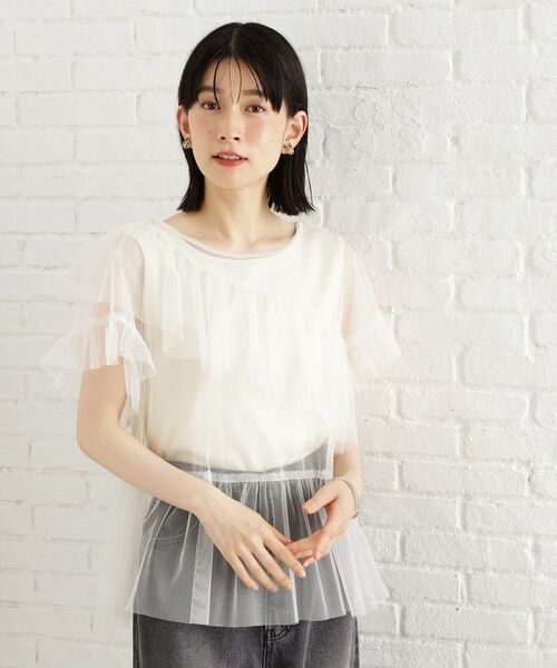 THE SHOP TK / ザ ショップ ティーケー カットソー | 【セットアイテム】チュール×ロゴTシャツ/洗える | 詳細10