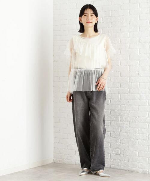 THE SHOP TK / ザ ショップ ティーケー カットソー | 【セットアイテム】チュール×ロゴTシャツ/洗える | 詳細12