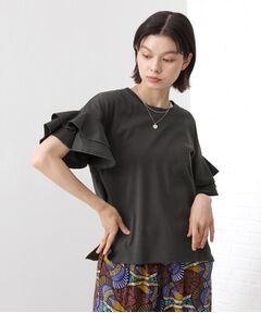 THE SHOP TK / ザ ショップ ティーケー カットソー | 【汗染み防止】袖フリルTシャツ【UVカット/洗濯機OK】