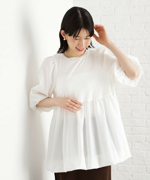 THE SHOP TK / ザ ショップ ティーケー カットソー | バルーンスリーブペプラムチュニック【洗える】 | 詳細1