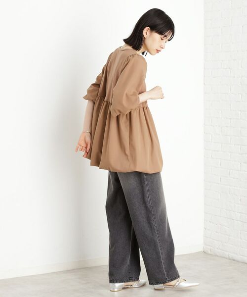 THE SHOP TK / ザ ショップ ティーケー カットソー | バルーンスリーブペプラムチュニック【洗える】 | 詳細11