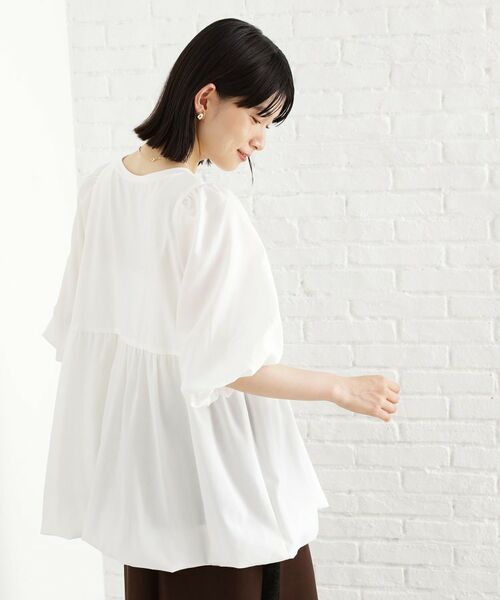 THE SHOP TK / ザ ショップ ティーケー カットソー | バルーンスリーブペプラムチュニック【洗える】 | 詳細2