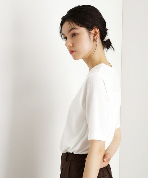 THE SHOP TK / ザ ショップ ティーケー Tシャツ | 5分袖シアーTシャツ【二の腕カバー/洗濯機OK】 | 詳細1